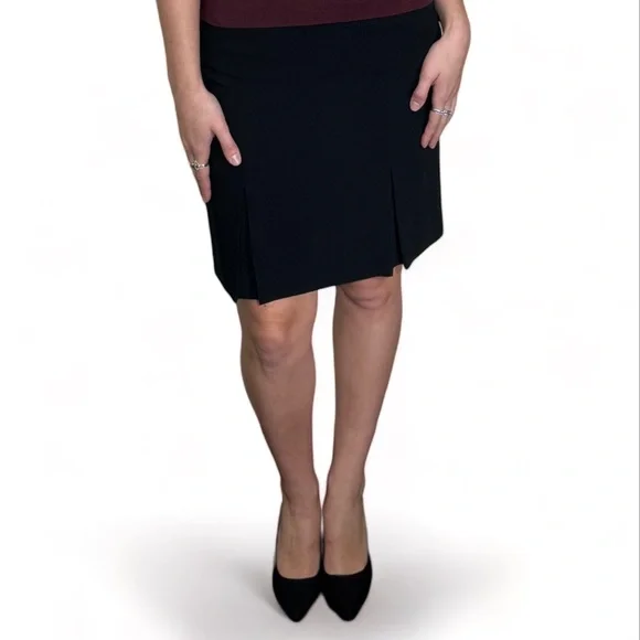 Ann Taylor -Women’s Black Business Skirt -Knee-Length/Double Pleats -Tag Size 4 - Picture 2 of 16